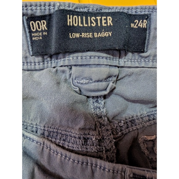 Hollister Pants Women's Jeans Blue Loose Cargo Size 00R w24R - Picture 5 of 7